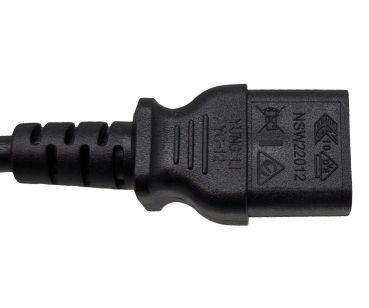 DINIC Kaltgeräte-Verlängerung C13 Stecker auf C14 Buchse, VDE, 0,75mm² schwarz, 1.80m